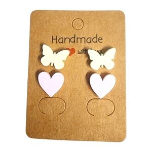 Butterfly Heart Acrylic Stud Earrings – 2 Pair